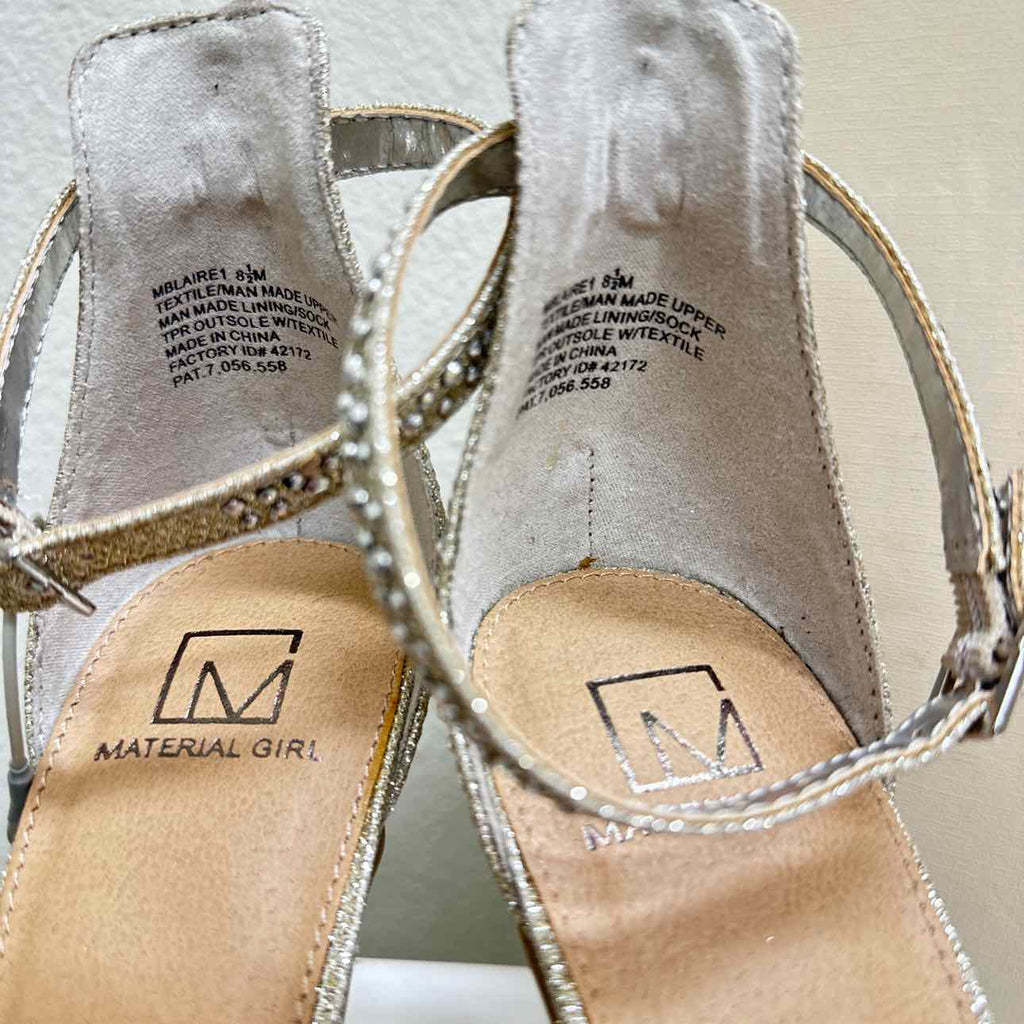 Material Girl Shoe Size 8.5 Gold Strap Rhinestone Heels