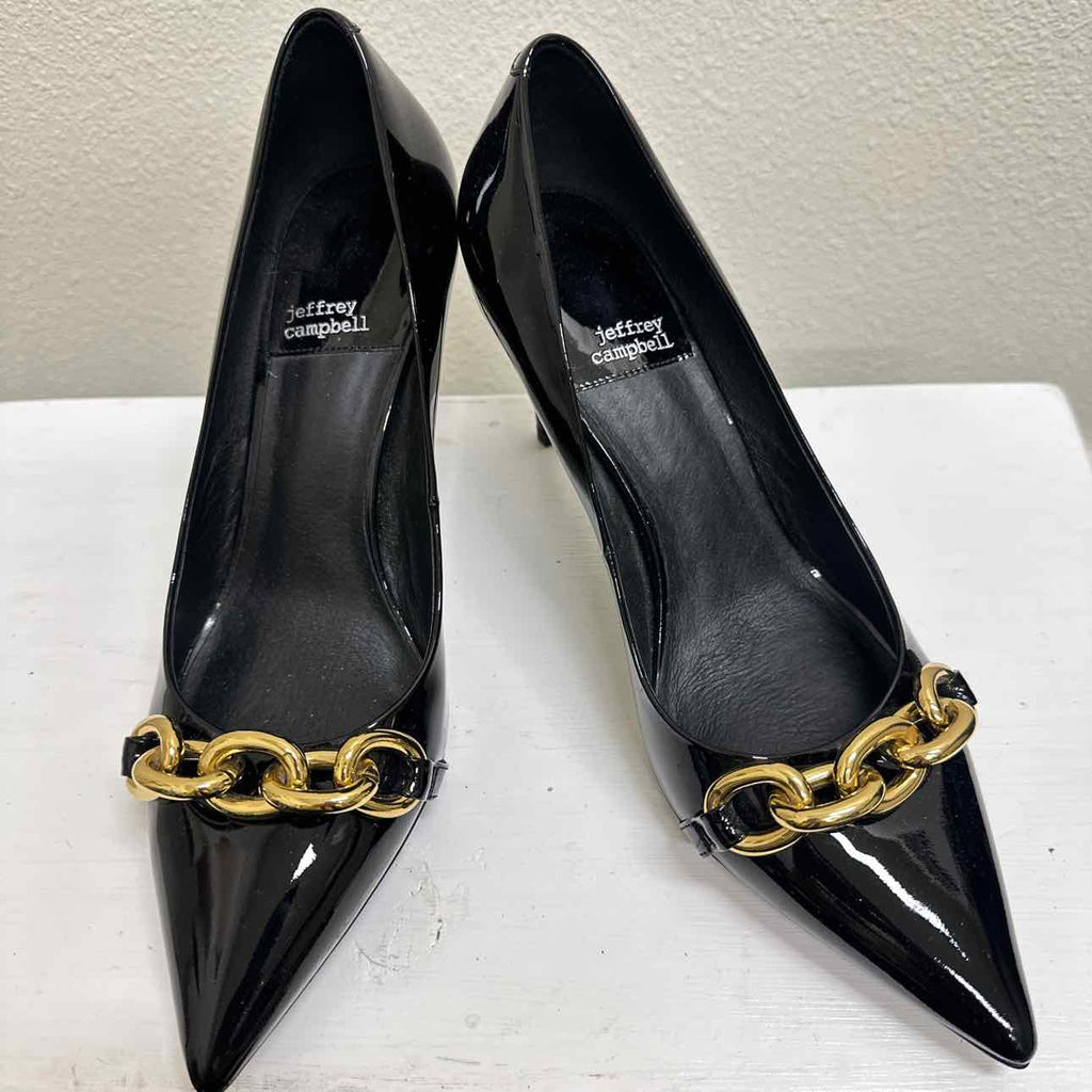 Jeffrey Campbell Shoe Size 8 Black Pointed Pump Heels with Chain Design