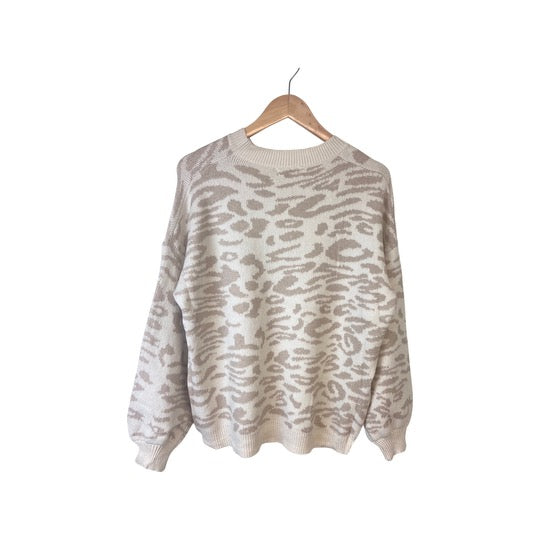 And The Why Leopard Printed Sweater Size S/M