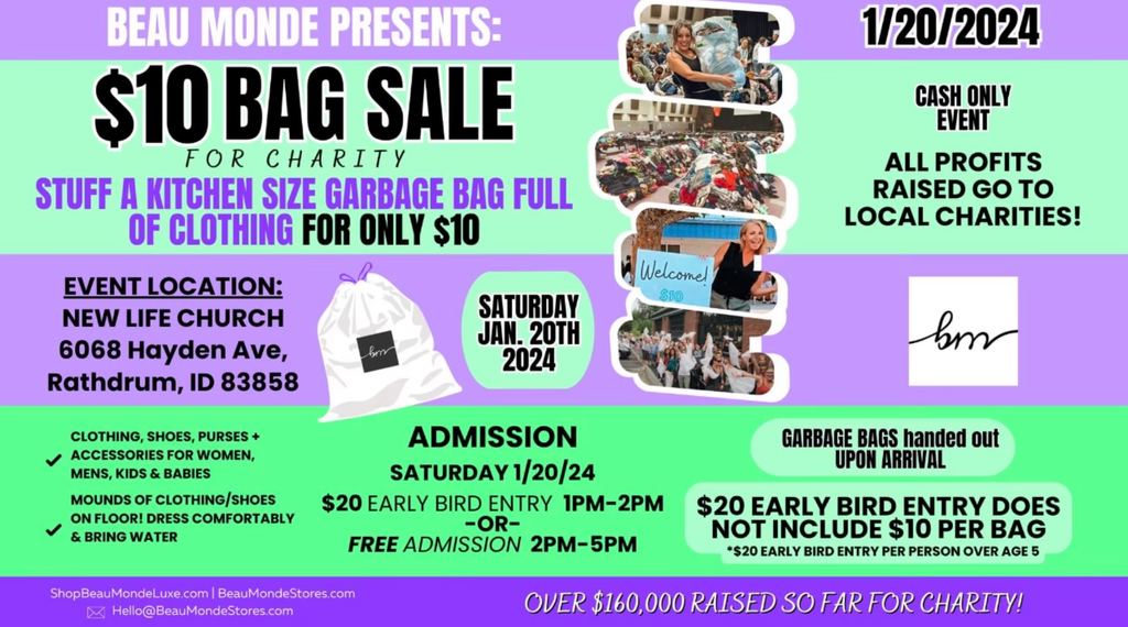 Beau Monde $10 Charity Bag Sale