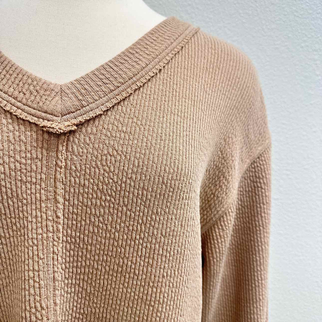 Aerie V-Neck Thick Camel Sweater Size XL