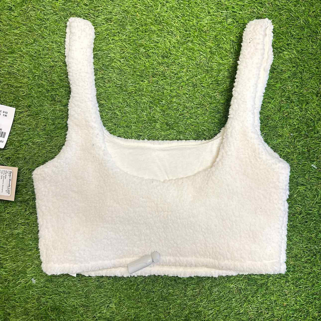 Gilly Hicks Size Fuzzy Crop Top Size Small with Built in Bra Lining