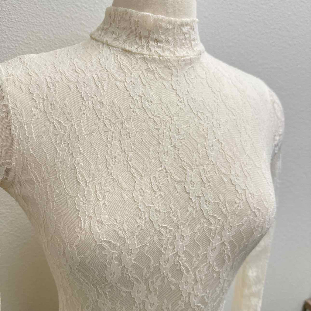 Selfe Ivory Long Sleeved Lace Bodysuit Size Small