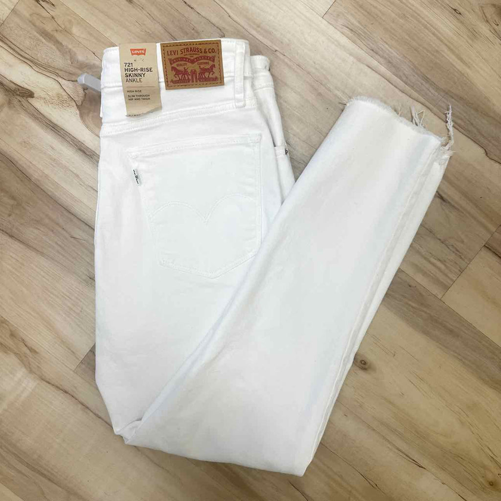Levis Size 29 White Denim Distressed Jeans