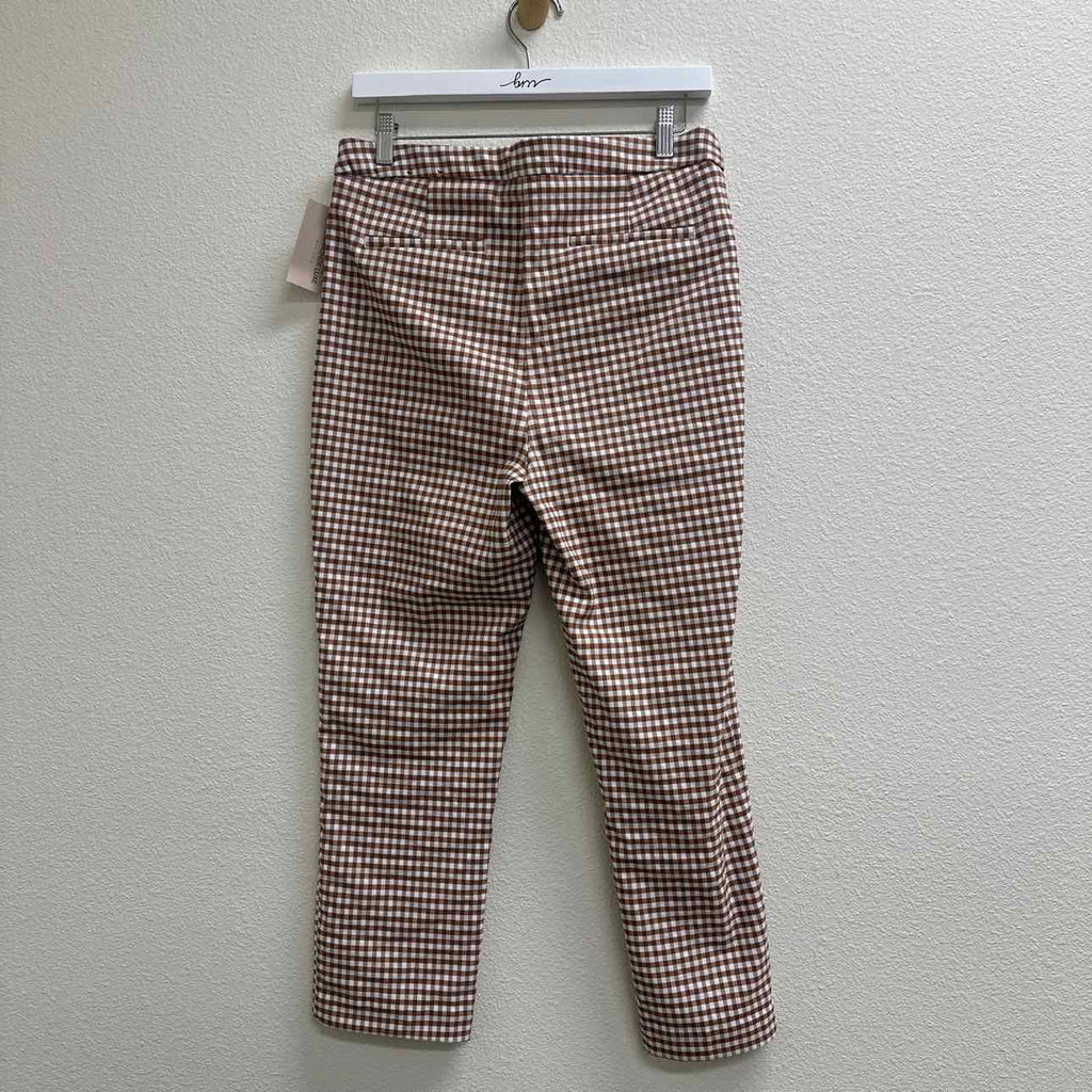 Rachel Zoe Size 10 Brown Checkered Cropped Pants