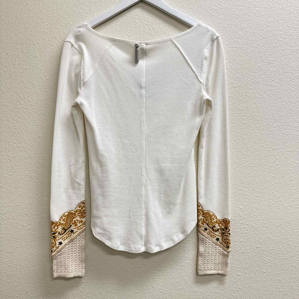Free People Size L Long Sleeve White Top