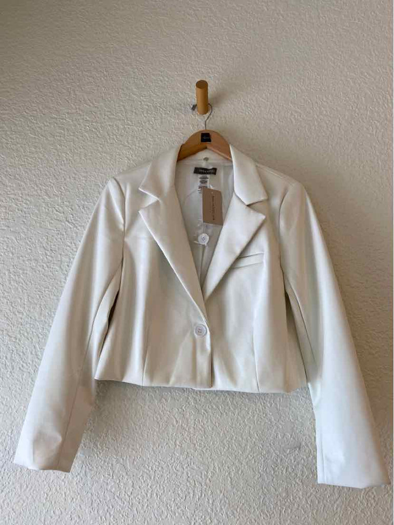Cropped Pleather Off White Blazer